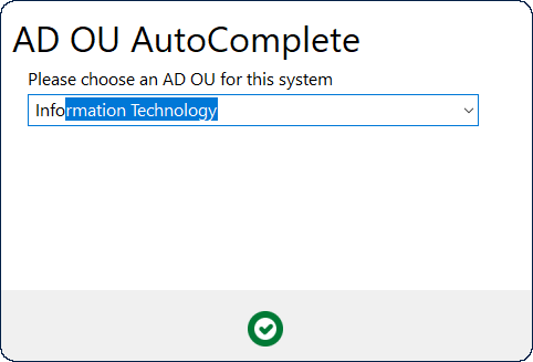 An Input action dialog with a single non-required, AutoComplete InputChoice